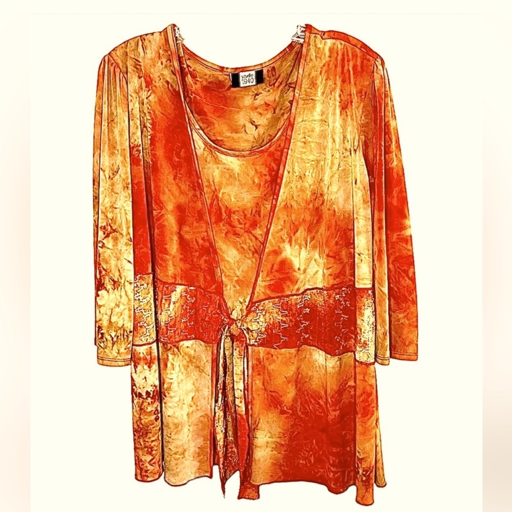 Vintage Studio 1940 boho style orange blouse size 18/20
